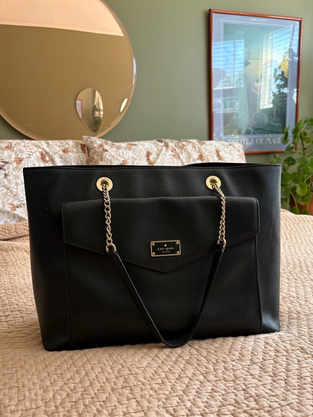 Kate Spade Black Leather Tote Purse